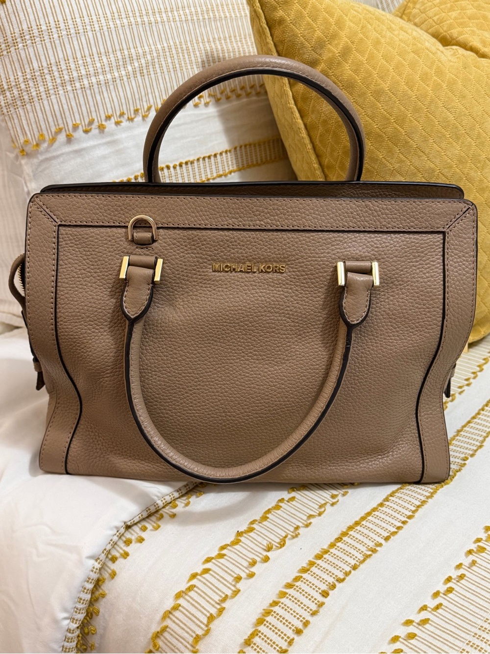 MICHAEL KORS khaki Leather Satchel Bag
